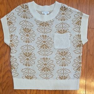 Blu Pepper Cream Knit Floral Sweater • Size M • Soft Cozy Preloved